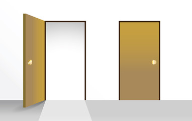 Set of open and closed doors - illustration