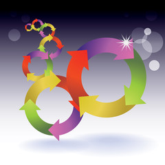 Color recycle symbols concept, background