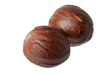 Nutmeg on a white background