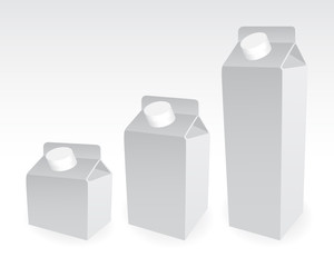 Set of milk boxes, milk carton with screw cap