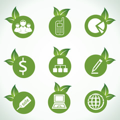business icons and design with green leaf
