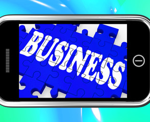 Business On Smartphone Showing Commercial Transactions