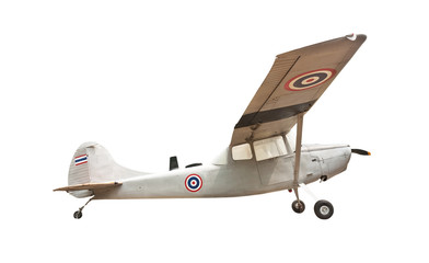 Old plane at museum isolate on white