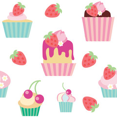 Seamless vector pattern cakes