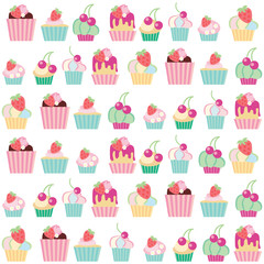 Fototapeta premium Seamless vector pattern cakes