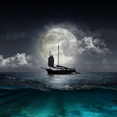 Obraz premium moon reflecting in a lake