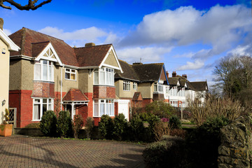 Row of traditional detached houses