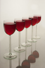 Wine glasses in a row
