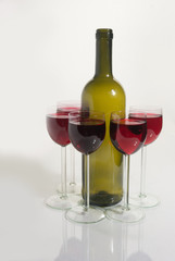 Bottle of great wine and wineglass