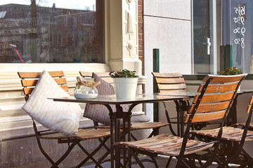 Morning street cafe in Gorinchem. Netherlands