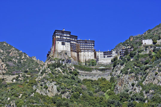 Monastery of Simonos Petra at Mount Athos in Greece