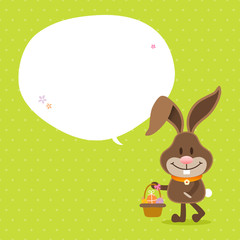 Bunny Easter Basket Speech Bubble Green Dots