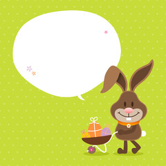 Bunny Wheelbarrow Speech Bubble Green Dots