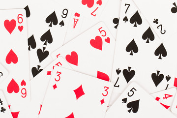 Large collection of used playing cards