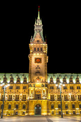 Fototapeta na wymiar townhall in Hamburg by night