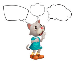 Blank bubble notes and a cat