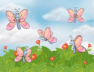 Abwaschbare Fototapete Schmetterling Ein Garten mit Schmetterlingen