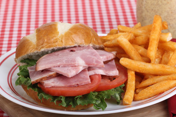 Ham Sandwich and Fries
