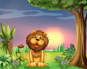 Crédence de cuisine en verre imprimé Animaux de la forêt Un visage heureux d& 39 un lion