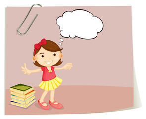 A piece of paper with a girl