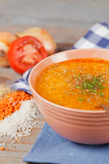 Turkish wheat and lentil soup