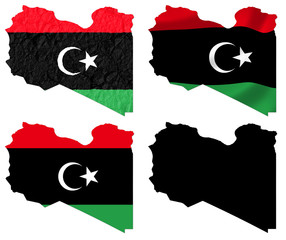 Libya flag over map collage