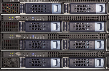 Server Blades in a rack close up