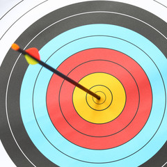 Arrow hit goal ring in archery target