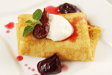 pancake with plum jam