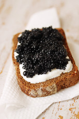 slice of bread with caviar