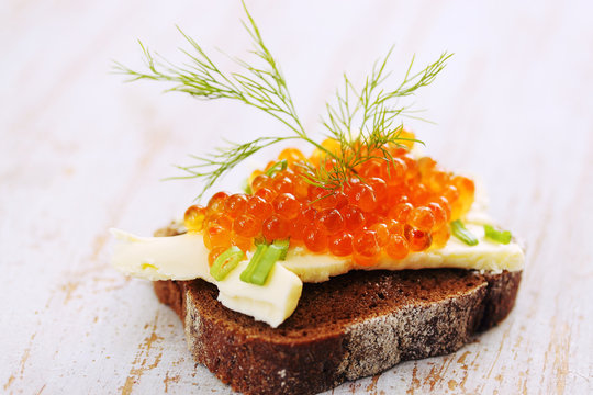 sandwich with caviar