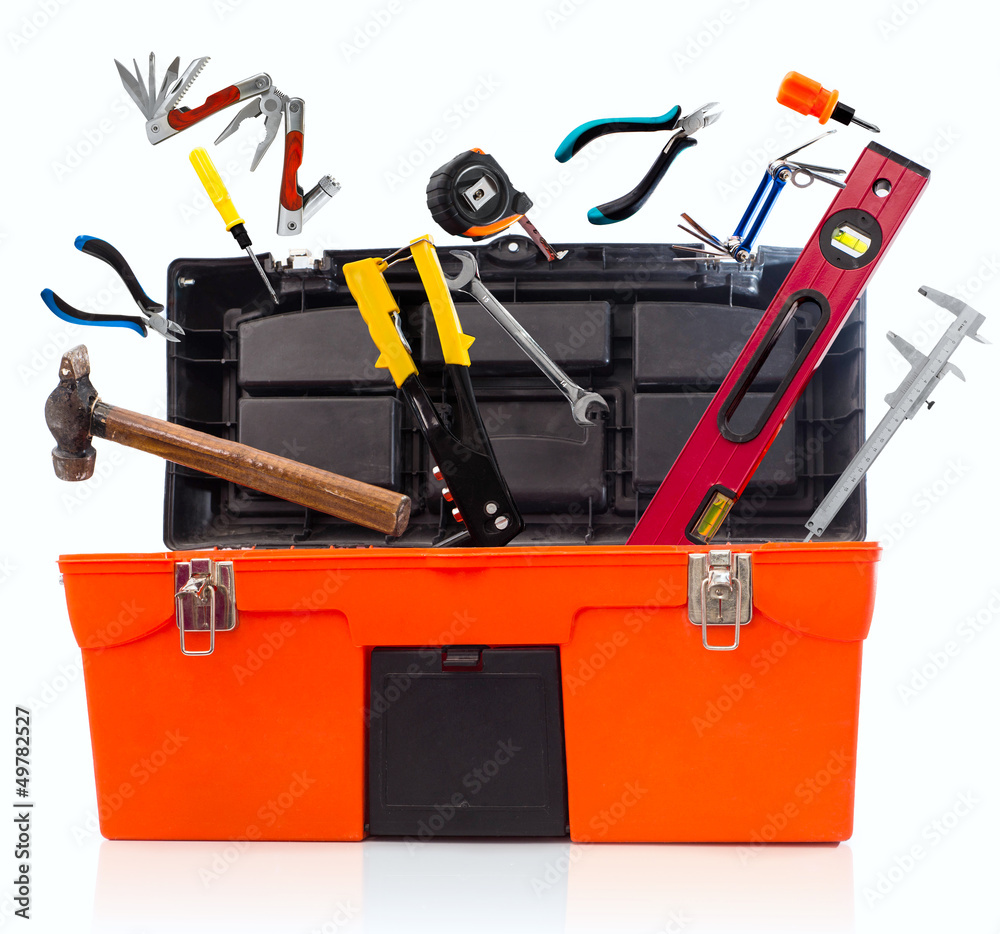 Wall mural Toolbox with tools