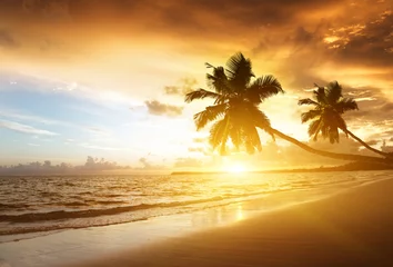 Foto auf Acrylglas Sonnenuntergang am Strand der Karibik © Iakov Kalinin