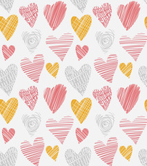 Cute seamless pattern with colorful hearts