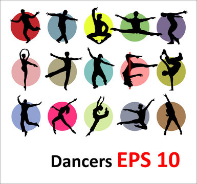 Vector silhouettes of dancers