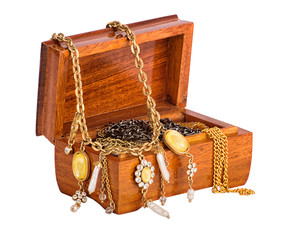 Box with jewelry isolated on whote