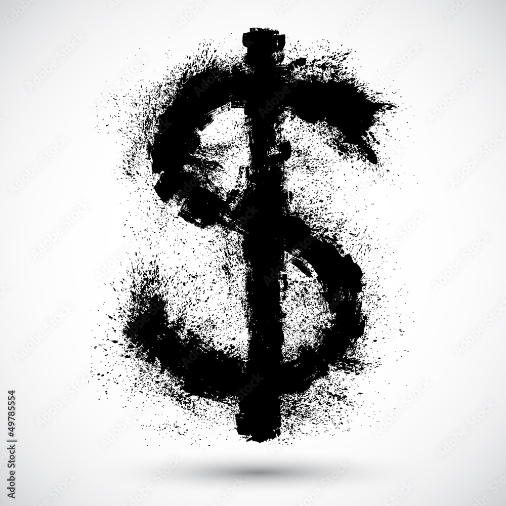 Aufkleber Vector illustration of Dollar splatter design element.