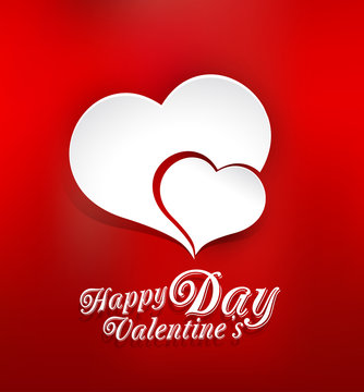 vector background of Valentine's Day, with two paper hearts