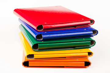 colorful office folders isolated on white