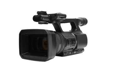 Video camera on white background