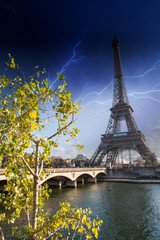 Obraz premium Beautiful colors and vegetation near Eiffel Tower and Seine rive
