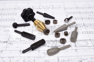 tools and mechanisms of technical drawings