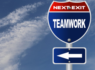 Teamwork road sign