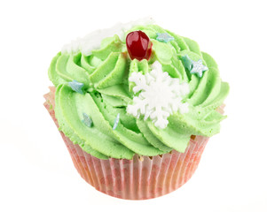 Studio isolated creamy green cupcake