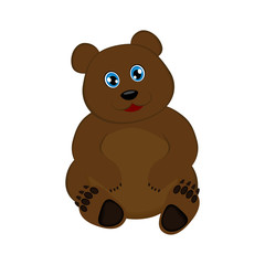 Little cute brown bear, vector illustration