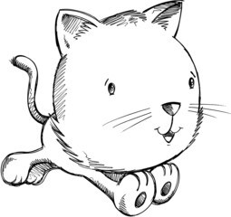 Sketch Kitten Cat Vector Illustration Art
