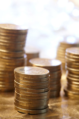 coins on the gold background