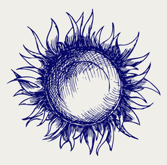 Sun icon. Doodle style