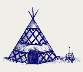 Indian tepee. Doodle style