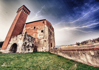 Pisa. Wonderful view at sunset of ancient Citadel Tower